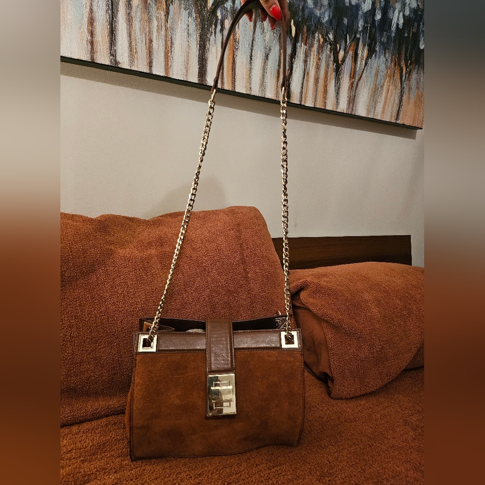 Suede and leather handbag